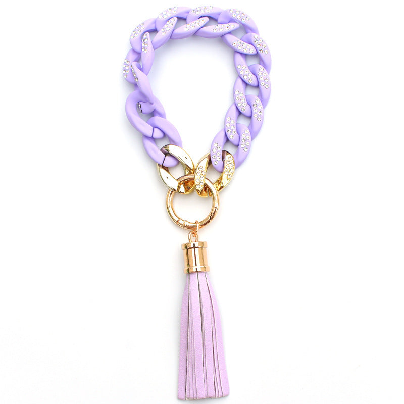 Llavero de muñeca con cadena de borlas de PU al por mayor